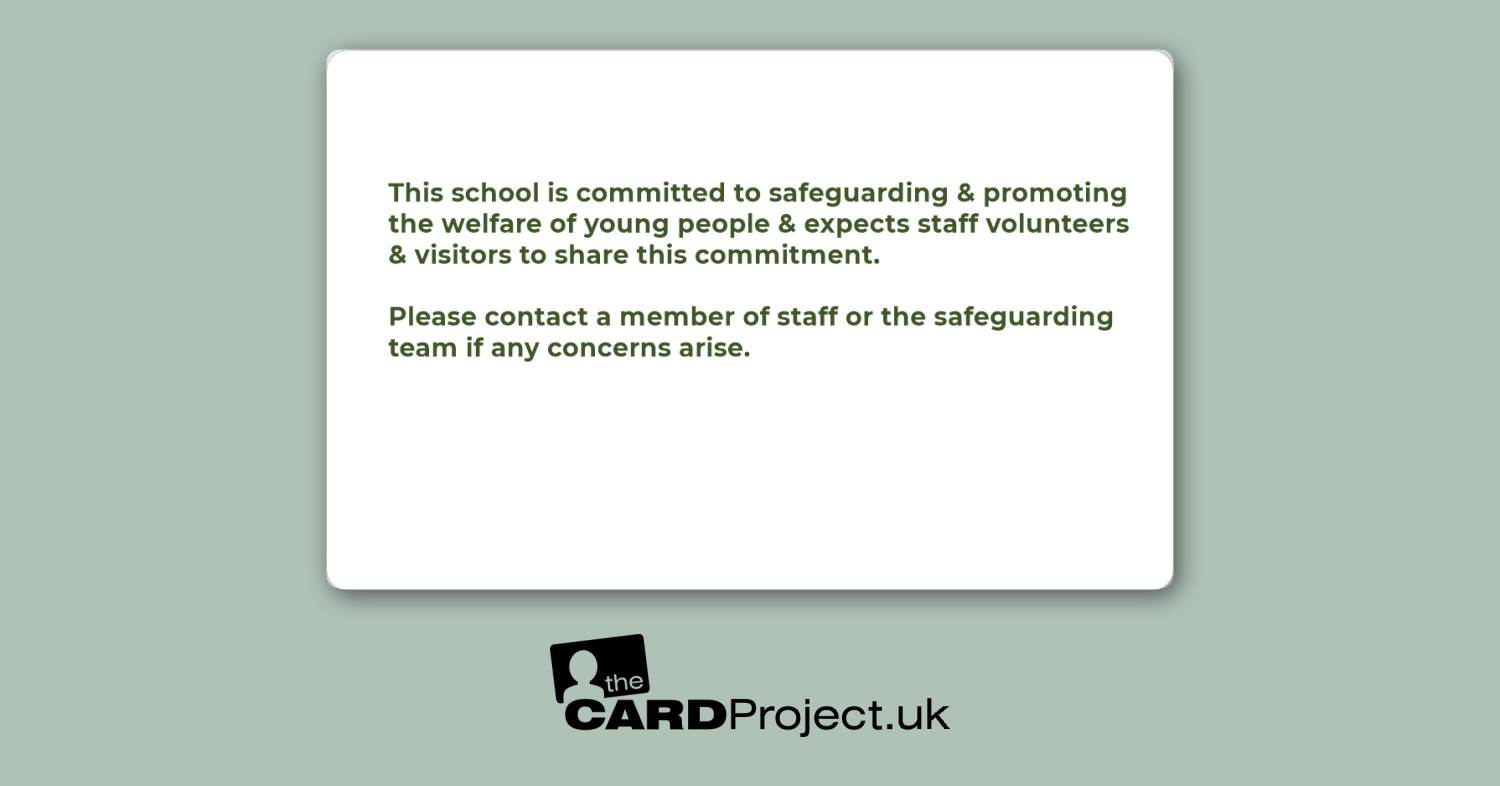 Secondary School Lime Book Visitor Card (REAR)